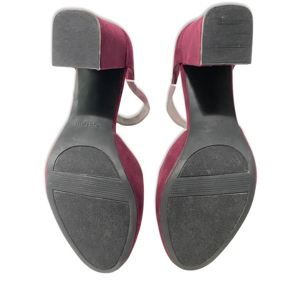 Hidden Platform Heels with Ankle Straps, Burgundy Ultra Suede, Bar III - Picture 10 of 16